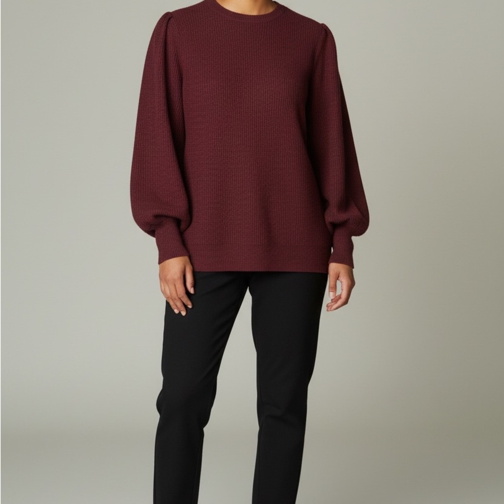 Women's Perfect Peach Burgundy Ribbed Knit Sweater Size Medium